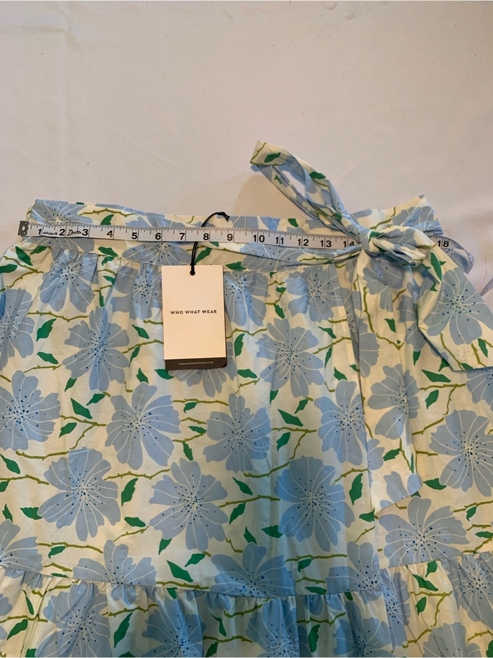 NWT Who What Wear x Target Romantic Tiered Maxi Wrap Skirt Blue Cream Floral XL - Picture 8 of 9